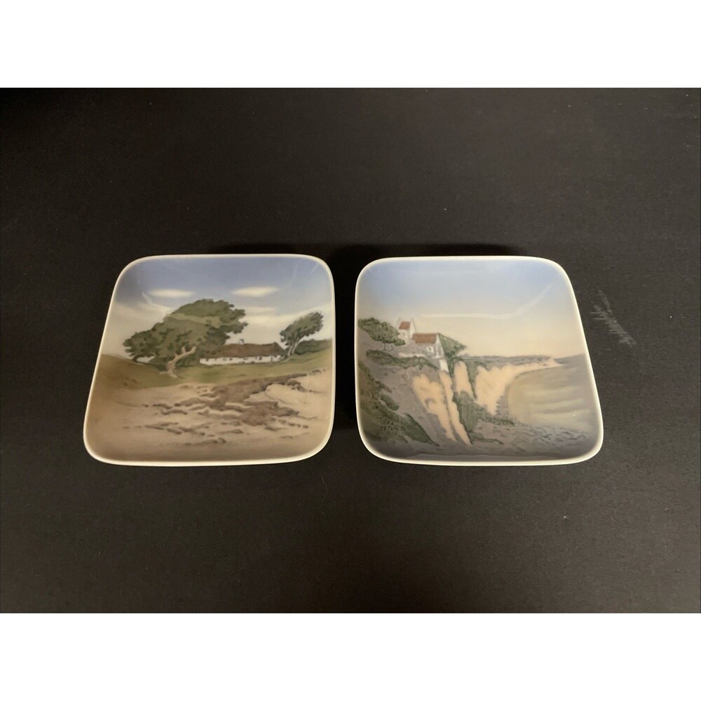 2 Royal Copenhagen Scenic Denmark 4" Trinket Plates/Dishes 4549 & 3353